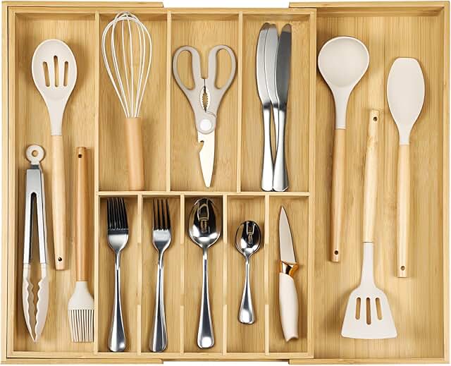 Expandable Silverware Organizer for Large Drawers