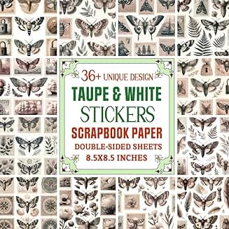 Taupe and White Sticker Sheets for Crafting and Scrapbooking