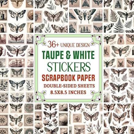 Taupe and White Sticker Sheets for Crafting and Scrapbooking