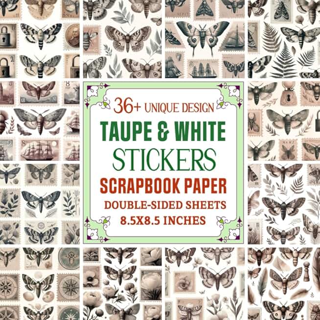 Taupe and White Sticker Sheets for Crafting and Scrapbooking