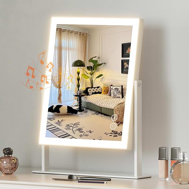 Lighted Vanity Mirror with Bluetooth, Touch Control, and 10X Magnification