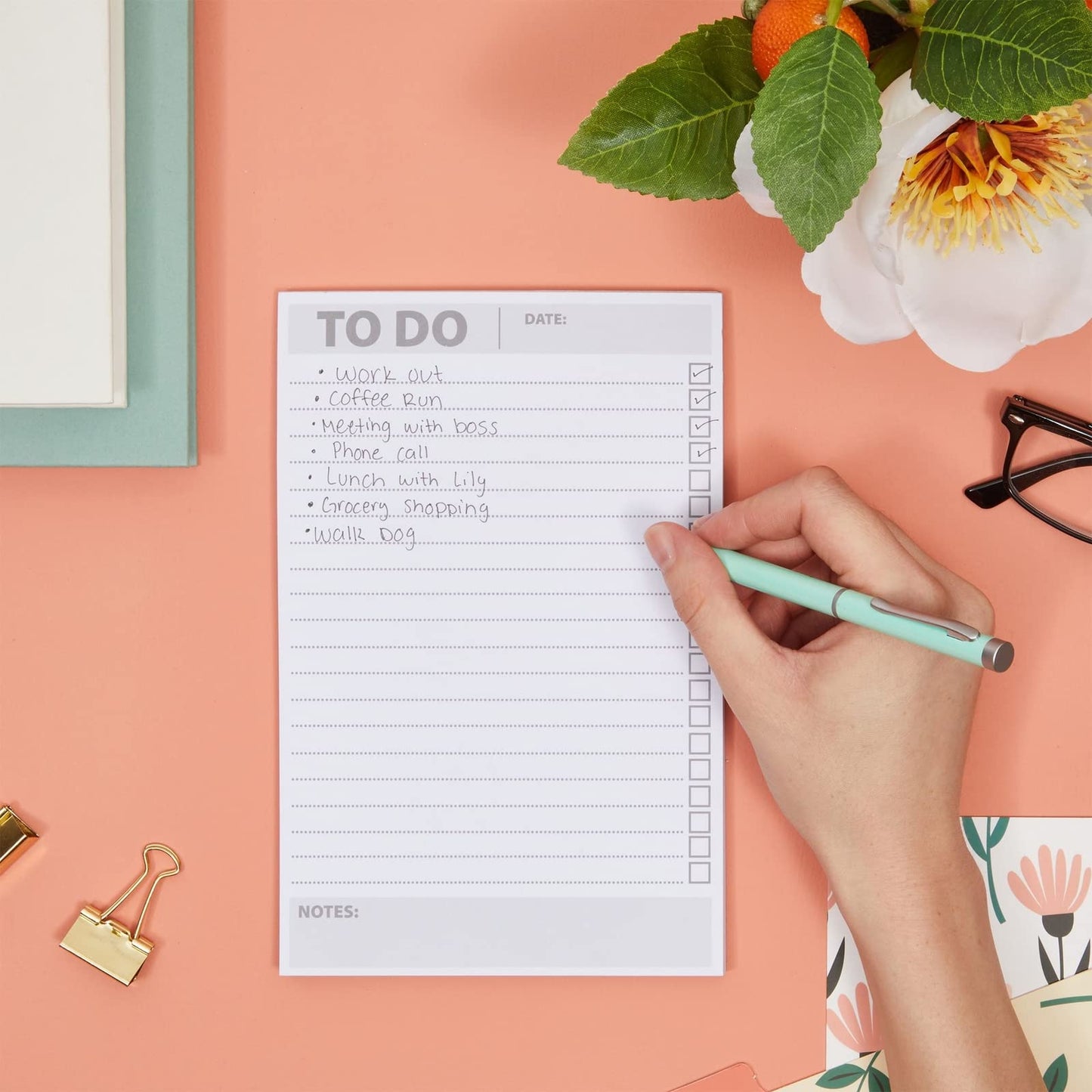 White 8.5 x 5.5-inch To Do List Notepad, 6-Pack