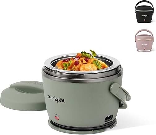 Green stainless steel lunch warmer with handle