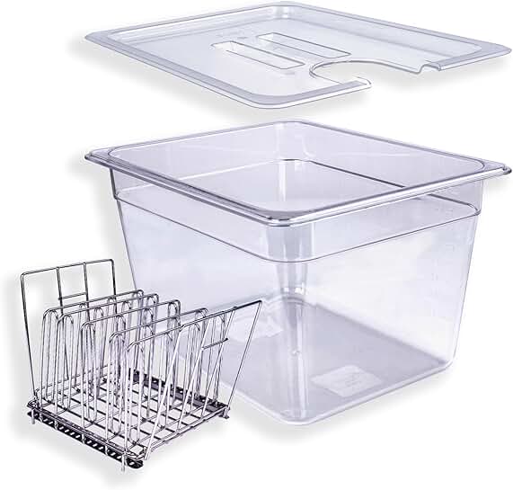 Large 12 Qt Sous Vide Container with Lid and Rack