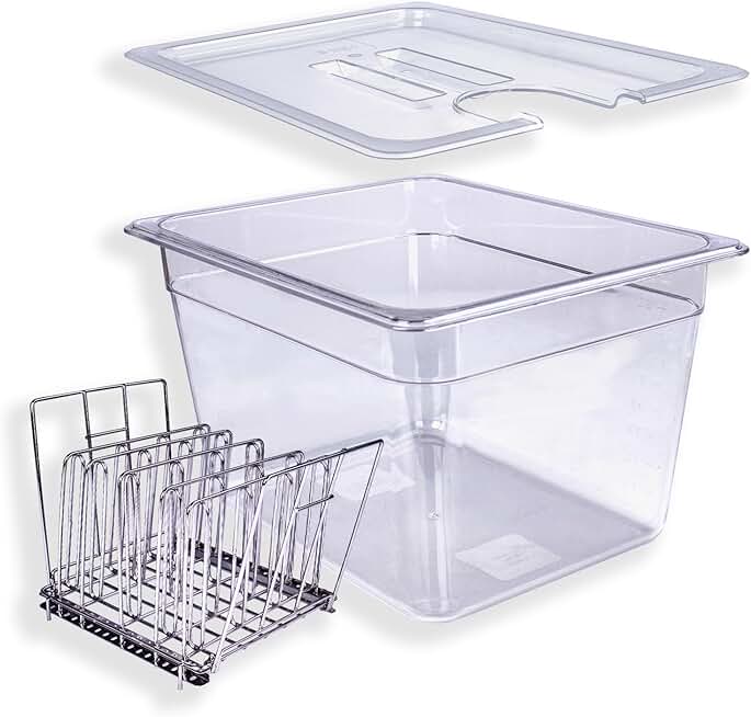 Large 12 Qt Sous Vide Container with Lid and Rack