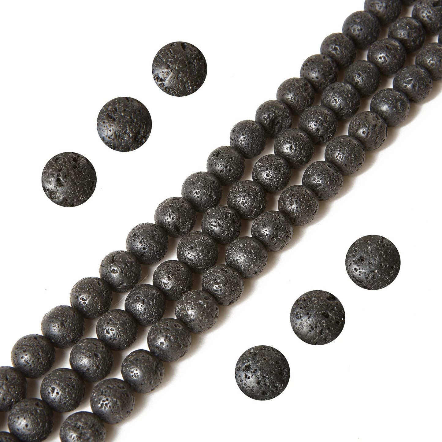 100pcs 6mm Black Lava Gemstone Beads for Jewelry Making