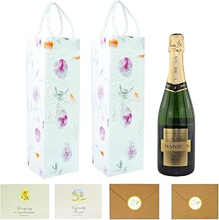 Set of 2 wine bottle gift bags with cards