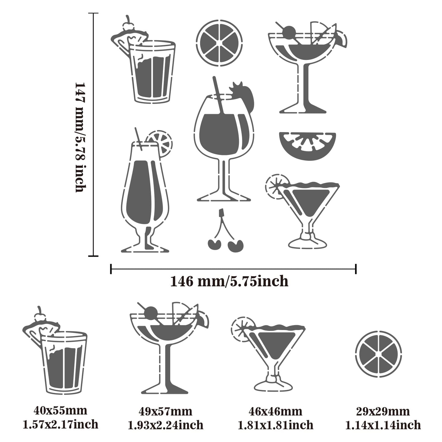 Hawaiian Lemon Cocktail Cup Journal 6x6 inch Metal Stencil