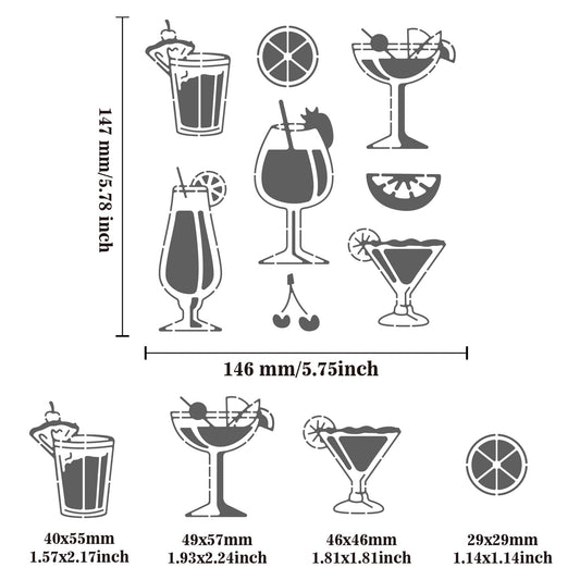 Hawaiian Lemon Cocktail Cup Journal 6x6 inch Metal Stencil