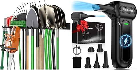 Garage Storage with 4 Hooks and Electric Air Duster