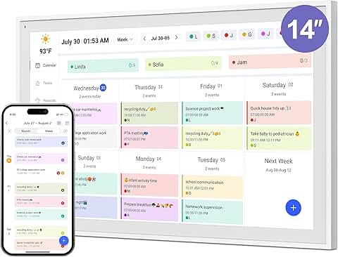 14-Inch Wall-Mount Digital Calendar with Touch Screen