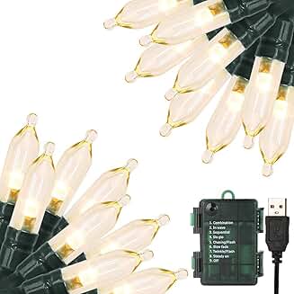 33ft 100 LED Waterproof String Lights with Timer and Battery or USB Power