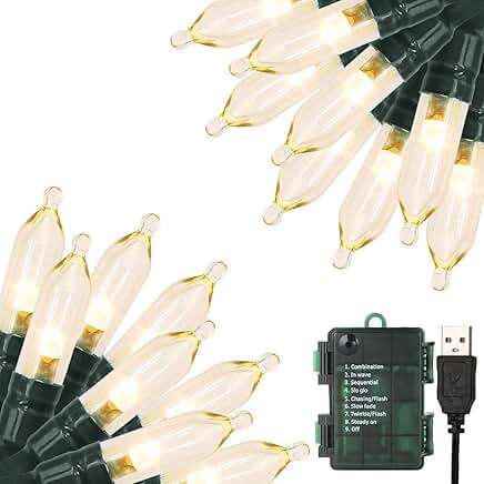 33ft 100 LED Waterproof String Lights with Timer and Battery or USB Power