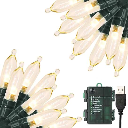 33ft 100 LED Waterproof String Lights with Timer and Battery or USB Power