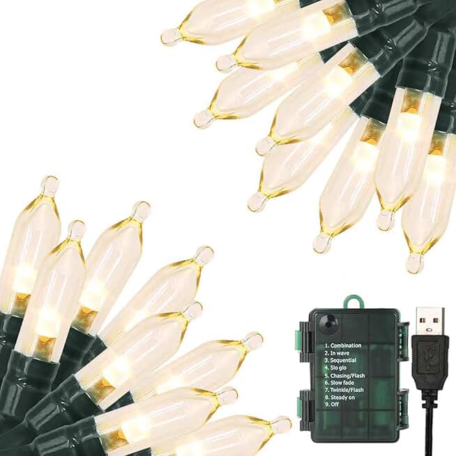 33ft 100 LED Waterproof String Lights with Timer and Battery or USB Power
