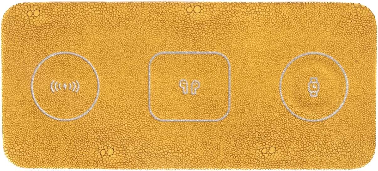 Portable 3-in-1 Wireless Charging Pad in Yellow