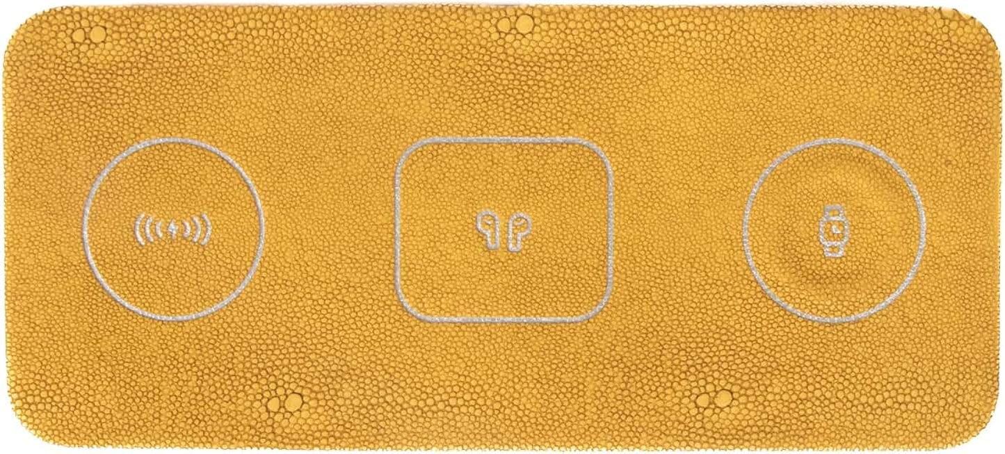 Portable 3-in-1 Wireless Charging Pad in Yellow