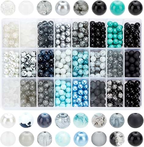 1080pcs 8mm Glass Beads in 24 Colors for Jewelry Making