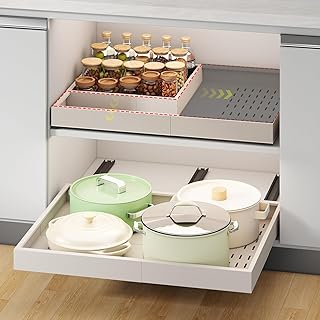 Adjustable Pull-Out Cabinet Organizer with 3 Rails