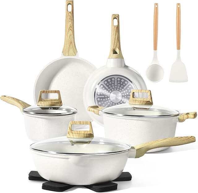 14-Piece Nonstick White Granite Cookware Set