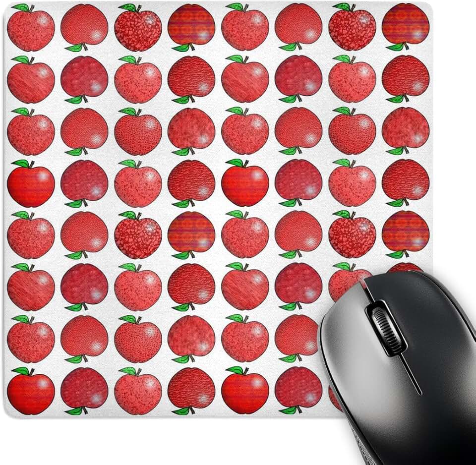 Textured Apple Print Small Mouse Pad, 8x8 inches