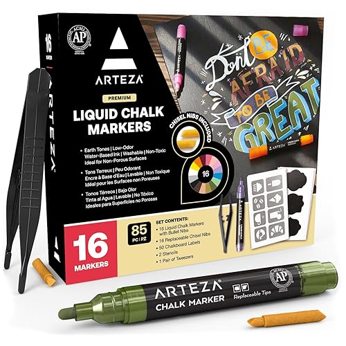 Set of 16 Pastel Liquid Chalk Markers with Accessories