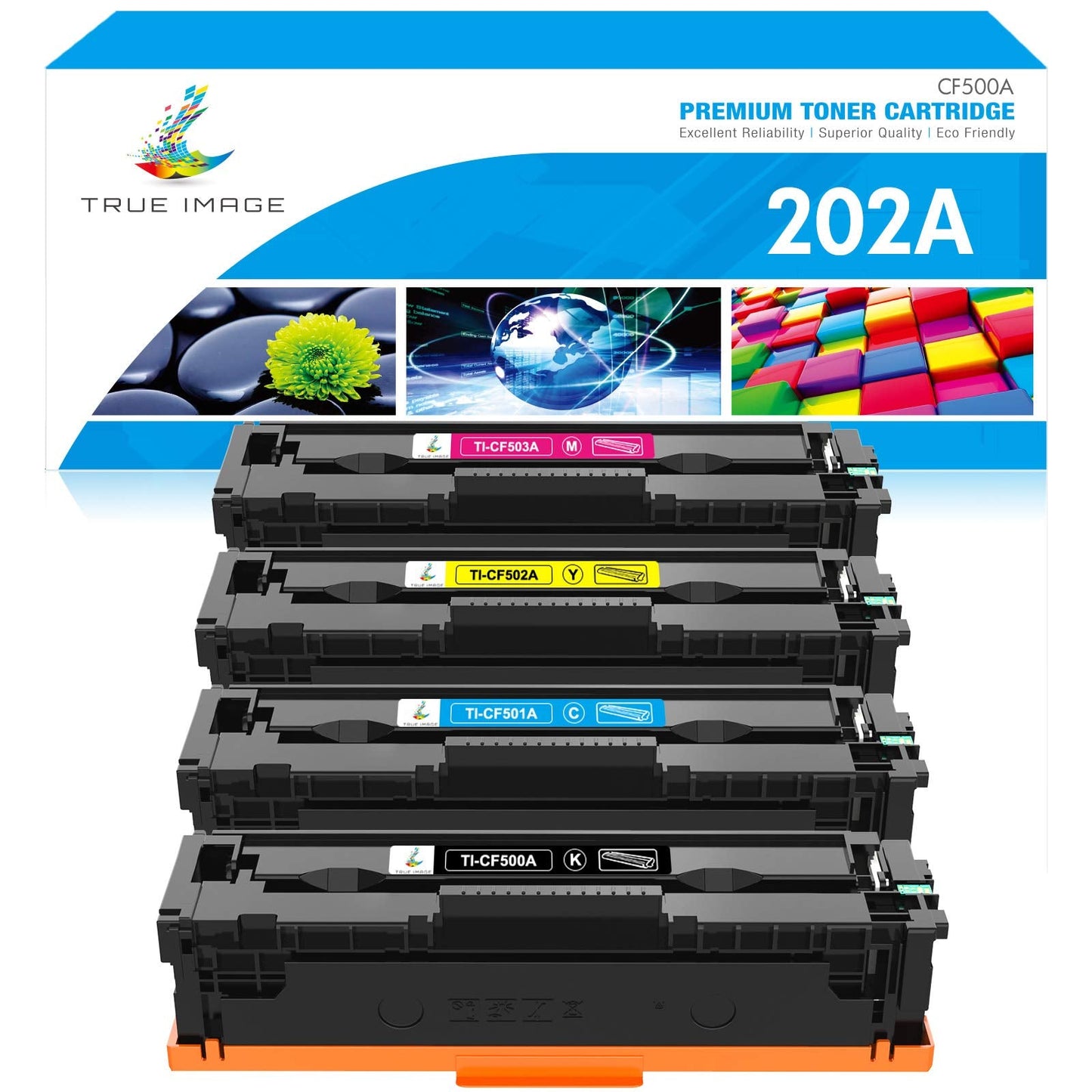 Compatible Toner Cartridge Replacement for HP 202A CF500A 202X M281fdw HP Color Pro MFP M281fdw M281cdw M254dw M281fdn M254 M281 202 Toner Printer (Black Cyan Yellow Magenta, 4-Pack)