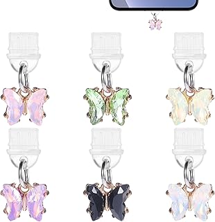 Six Butterfly USB-C Dust Plug Charms for Phones