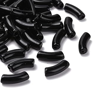 155pcs Black Acrylic Tube Beads for Jewelry Making