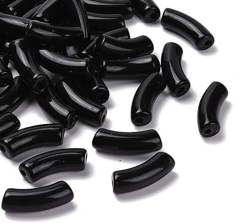 155pcs Black Acrylic Tube Beads for Jewelry Making
