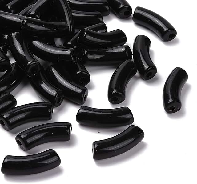 155pcs Black Acrylic Tube Beads for Jewelry Making