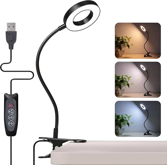 Clip-On Desk Lamp with 48 LEDs and Adjustable Brightness