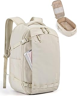 Travel Backpack, 15.6 Inch Carry-On, Water Resistant, Beige