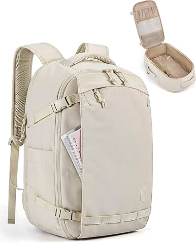 Travel Backpack, 15.6 Inch Carry-On, Water Resistant, Beige