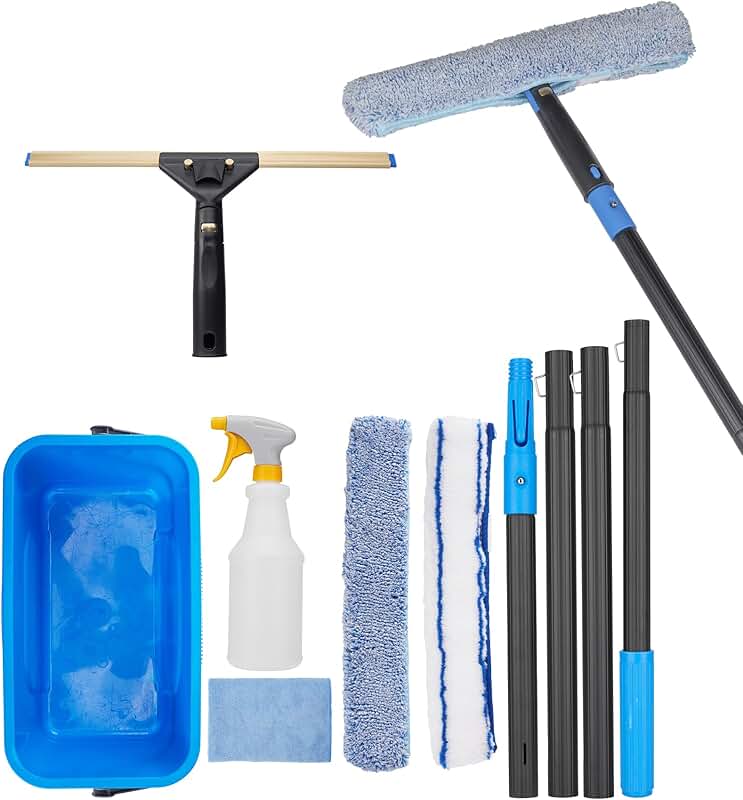 Complete Window Cleaning Kit with Extension Pole and Accessories