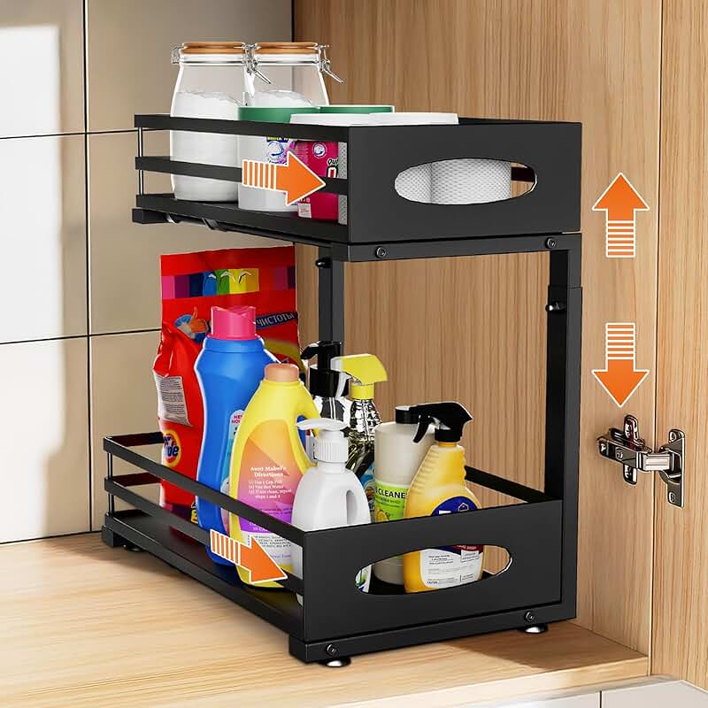 Under Sink Steel Shelf with Adjustable Tiers