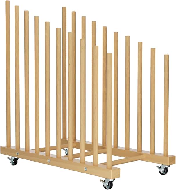 Wooden Art Storage Rack with Wheels for Canvas and Paper