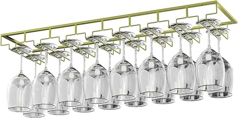 8-Row Under Cabinet Wine Glass Rack for Kitchen and Bar
