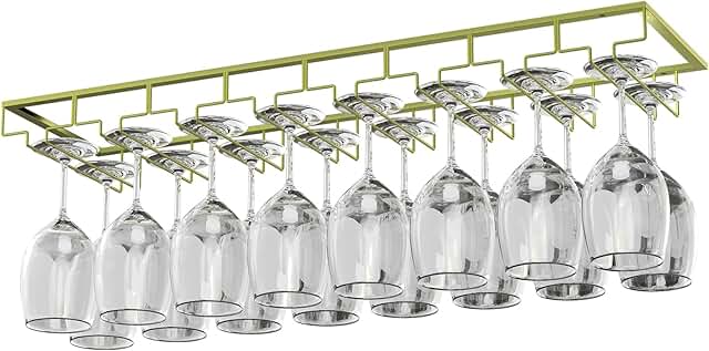 8-Row Under Cabinet Wine Glass Rack for Kitchen and Bar