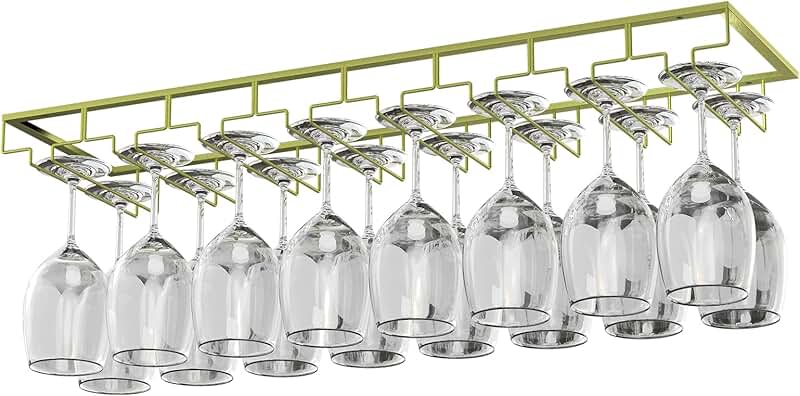 8-Row Under Cabinet Wine Glass Rack for Kitchen and Bar