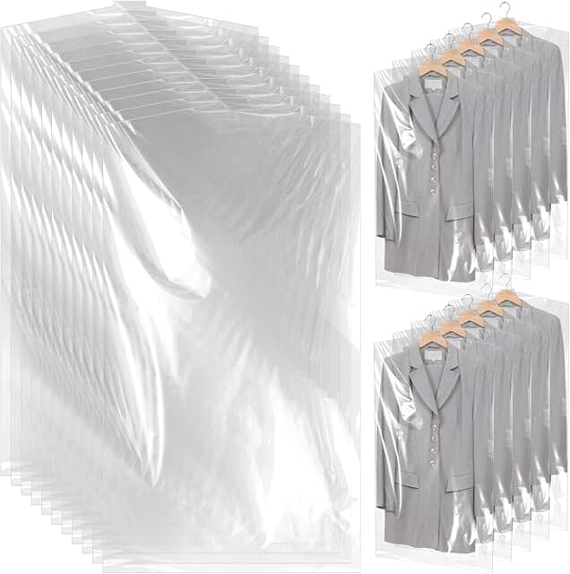 100 Clear Clothes Storage Bags, 23x59 Inches