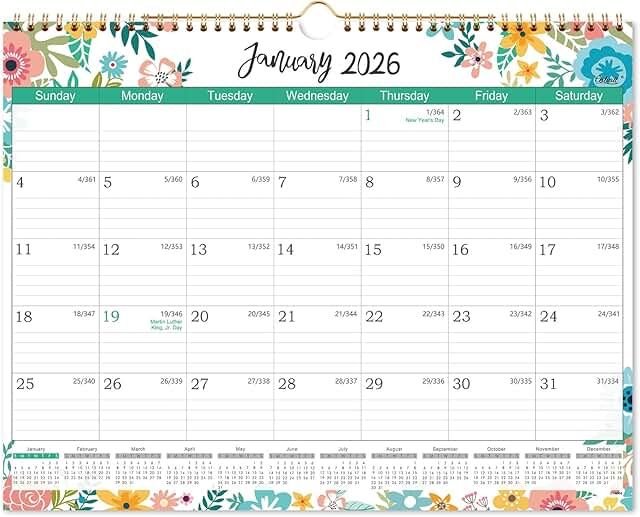 2026 Wall Calendar with Ample Writing Space