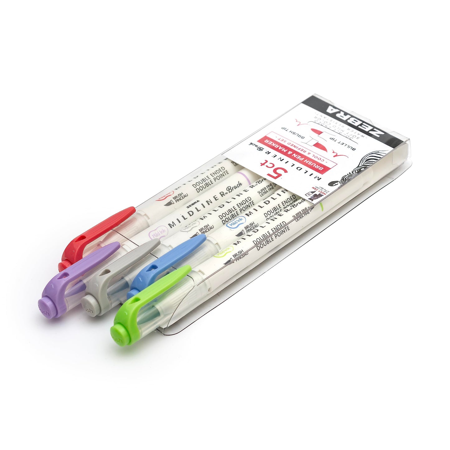 Double-Ended Brush and Fine Tip Markers, 5-Pack
