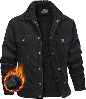 Men's Corduroy Fleece Cargo Winter Jacket with Pockets