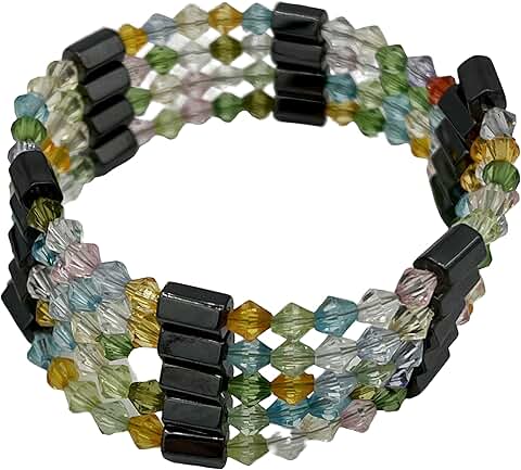 Magnetic Hematite and Glass Beaded Wrap Necklace