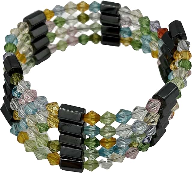 Magnetic Hematite and Glass Beaded Wrap Necklace