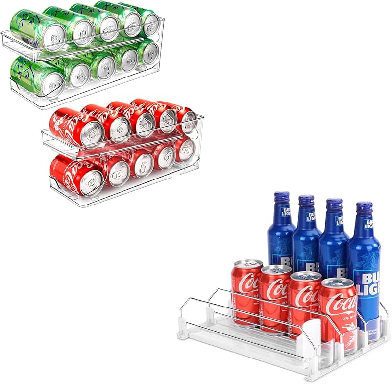Two-Pack Rolling Soda Can Organizer for Refrigerator