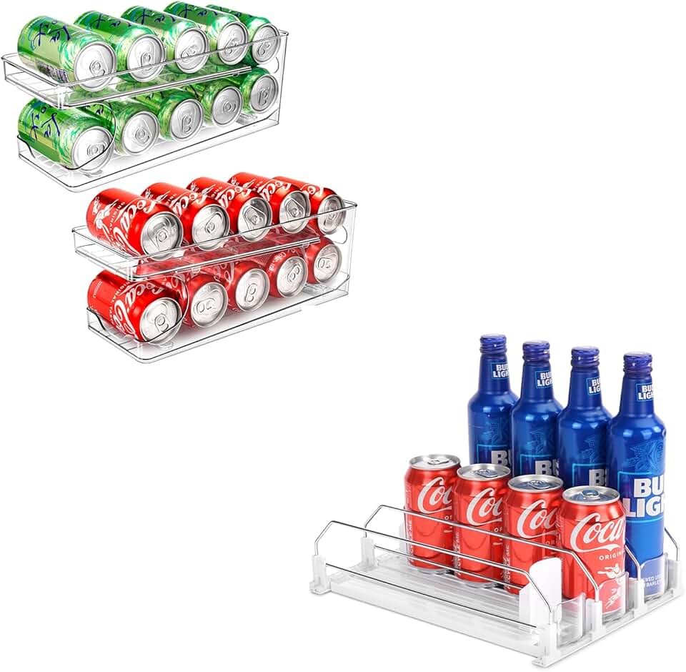 Two-Pack Rolling Soda Can Organizer for Refrigerator