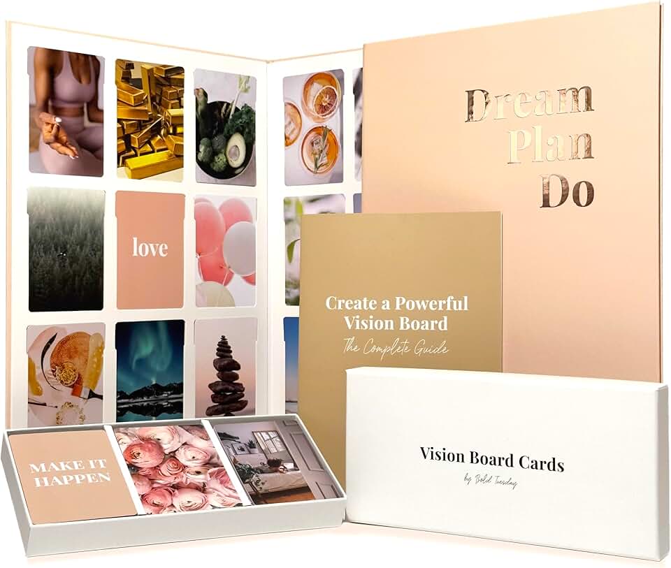 Complete Vision Board Kit with Cards, Board, and Guide