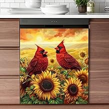 Red bird and sunflower kitchen magnet cover